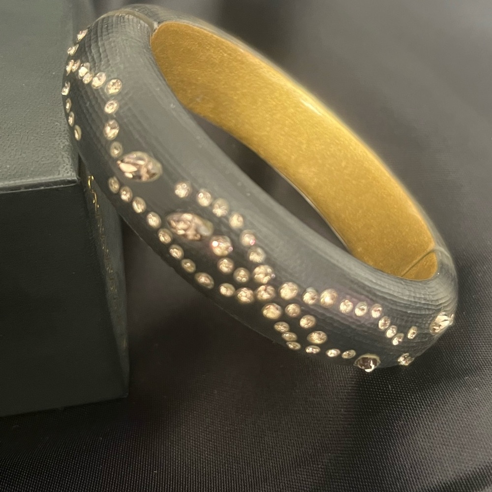 Alexis Bittar Black Lucite Medium Hinged Bracket
